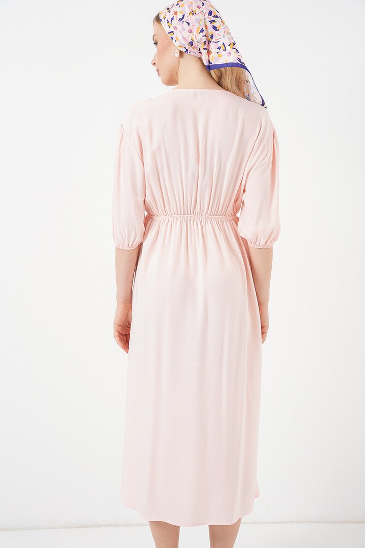 Bigdart Robe à décolleté en V avec taille froncée 2570 - Poudré