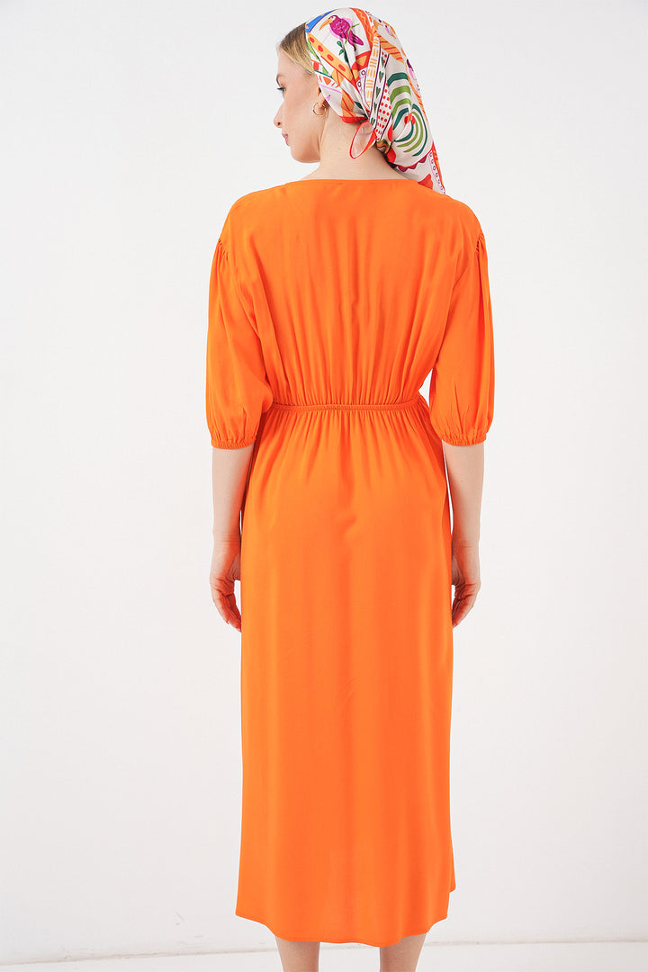 Bigdart Robe à décolleté en V avec taille froncée 2570 - Orange