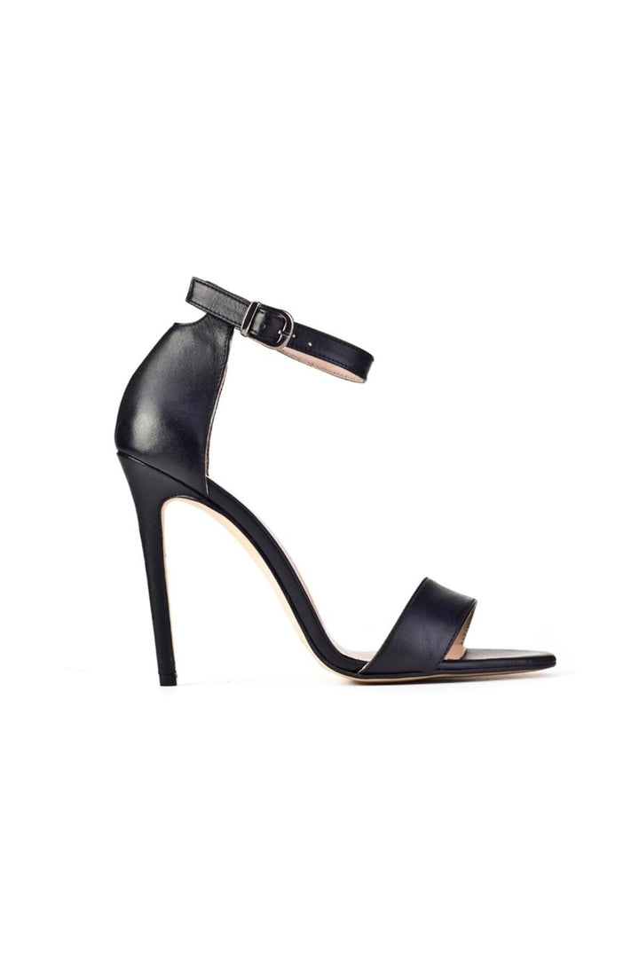Cabani Shoes Chaussures à talons pour femmes en cuir véritable noir avec détail de boucle. - Multicolore