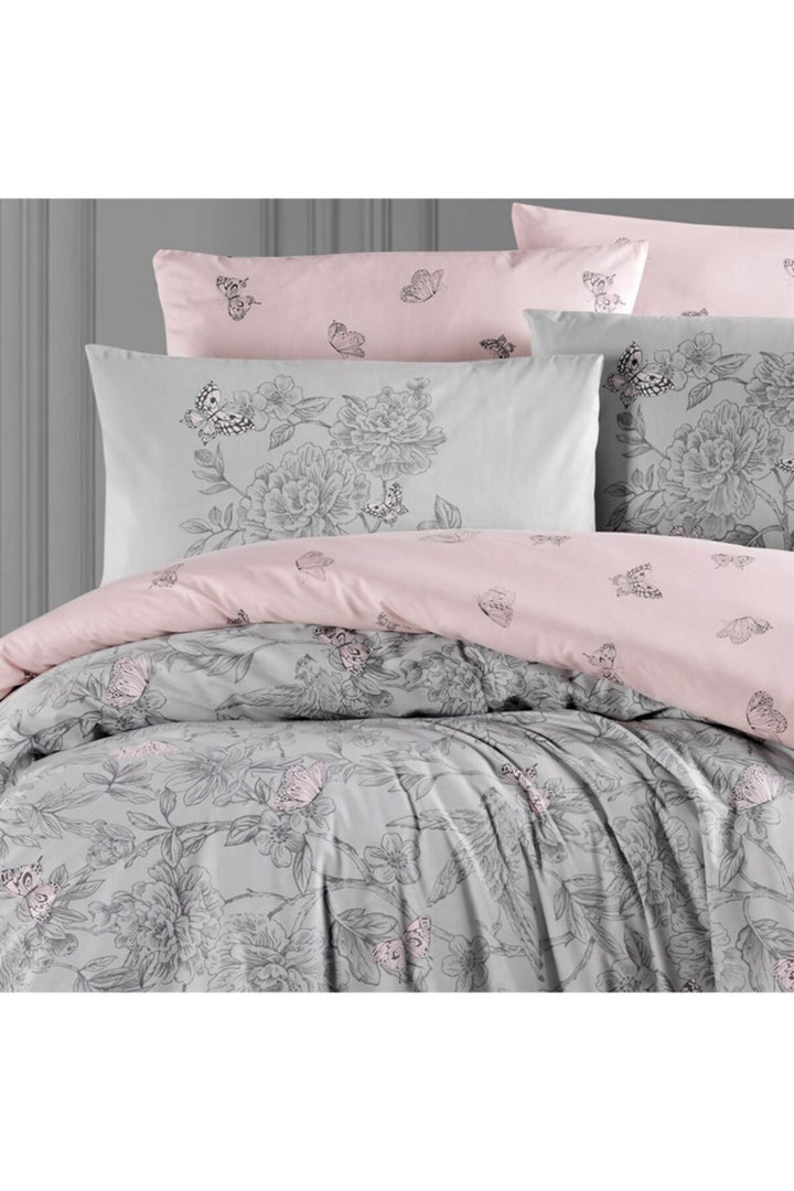 Maxhomen Ensemble de literie en coton pour une personne Paradise - Gris-Rose