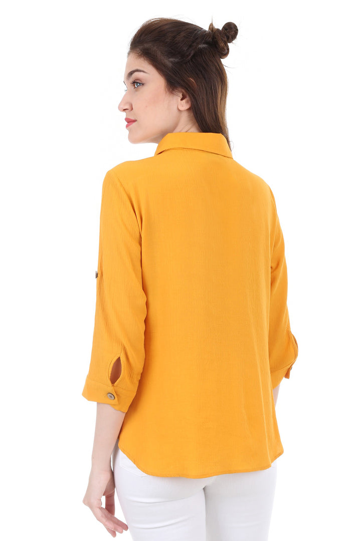 Bigdart 3658 CHEMISIER BOUTONNÉ EN BOIS COL CHEMISE - moutarde