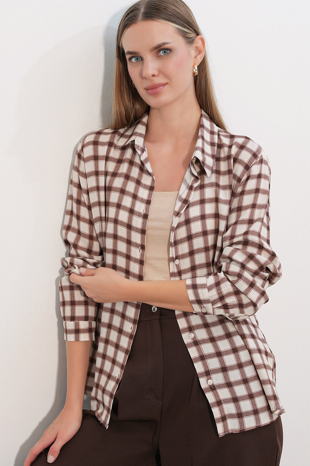 Bigdart Chemise à motif écossais 3721 - b.Marron