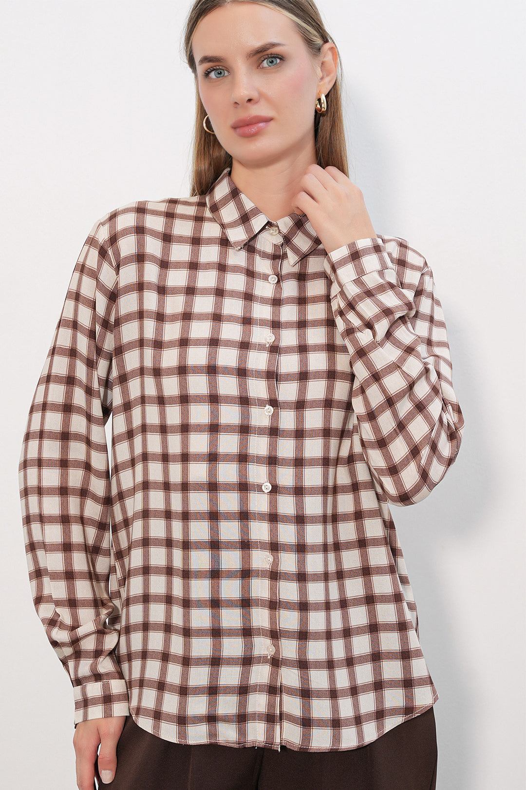Bigdart Chemise à motif écossais 3721 - b.Marron