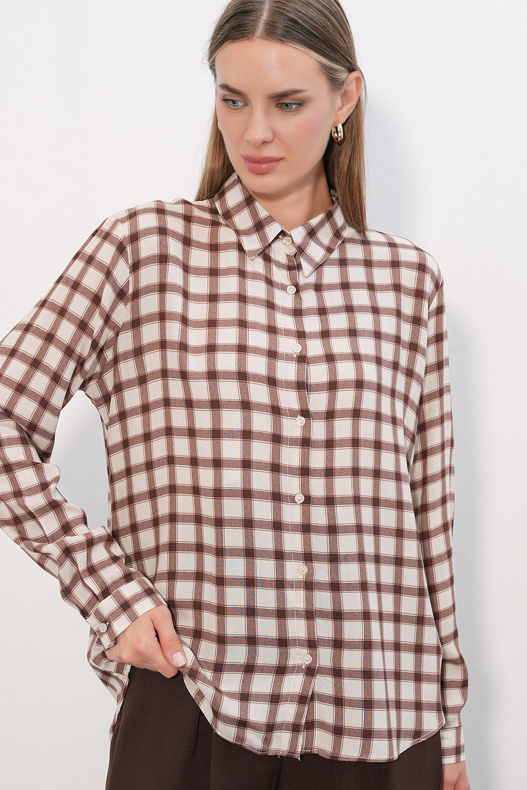 Bigdart Chemise à motifs écossais 3721 - b.Marron