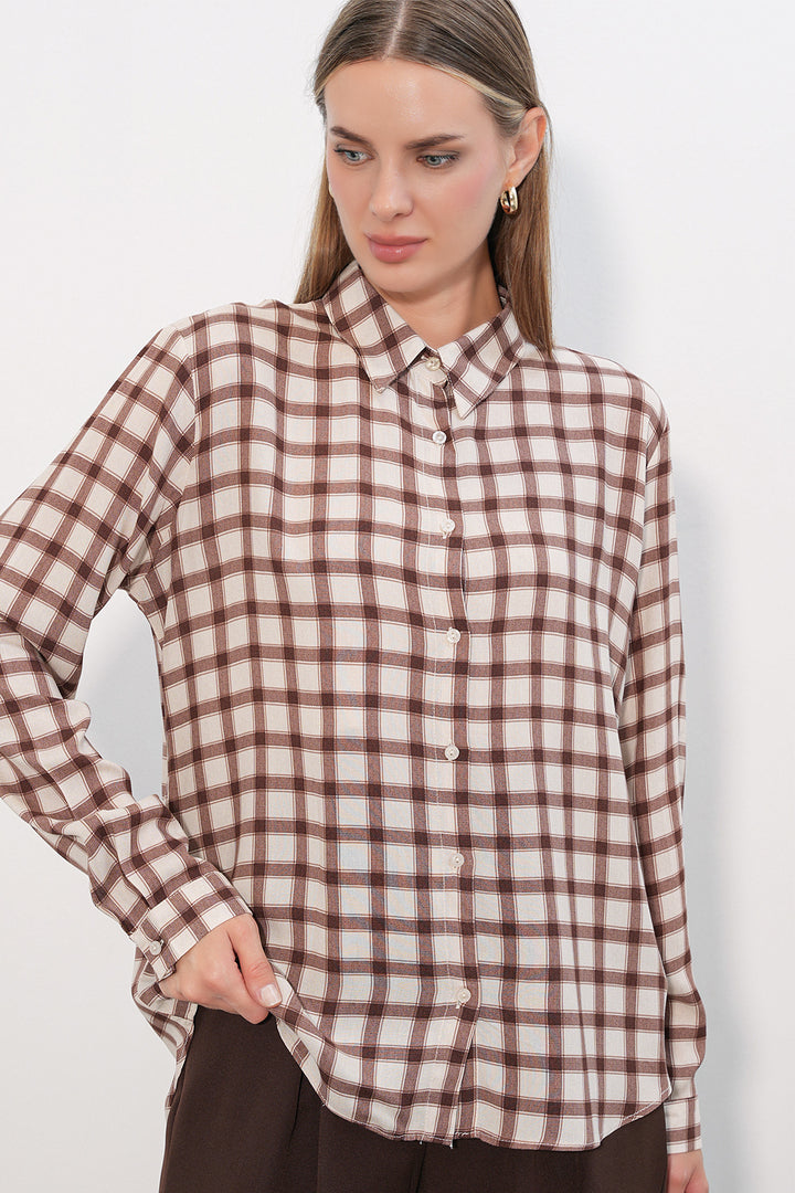 Bigdart Chemise à motifs écossais 3721 - b.Marron