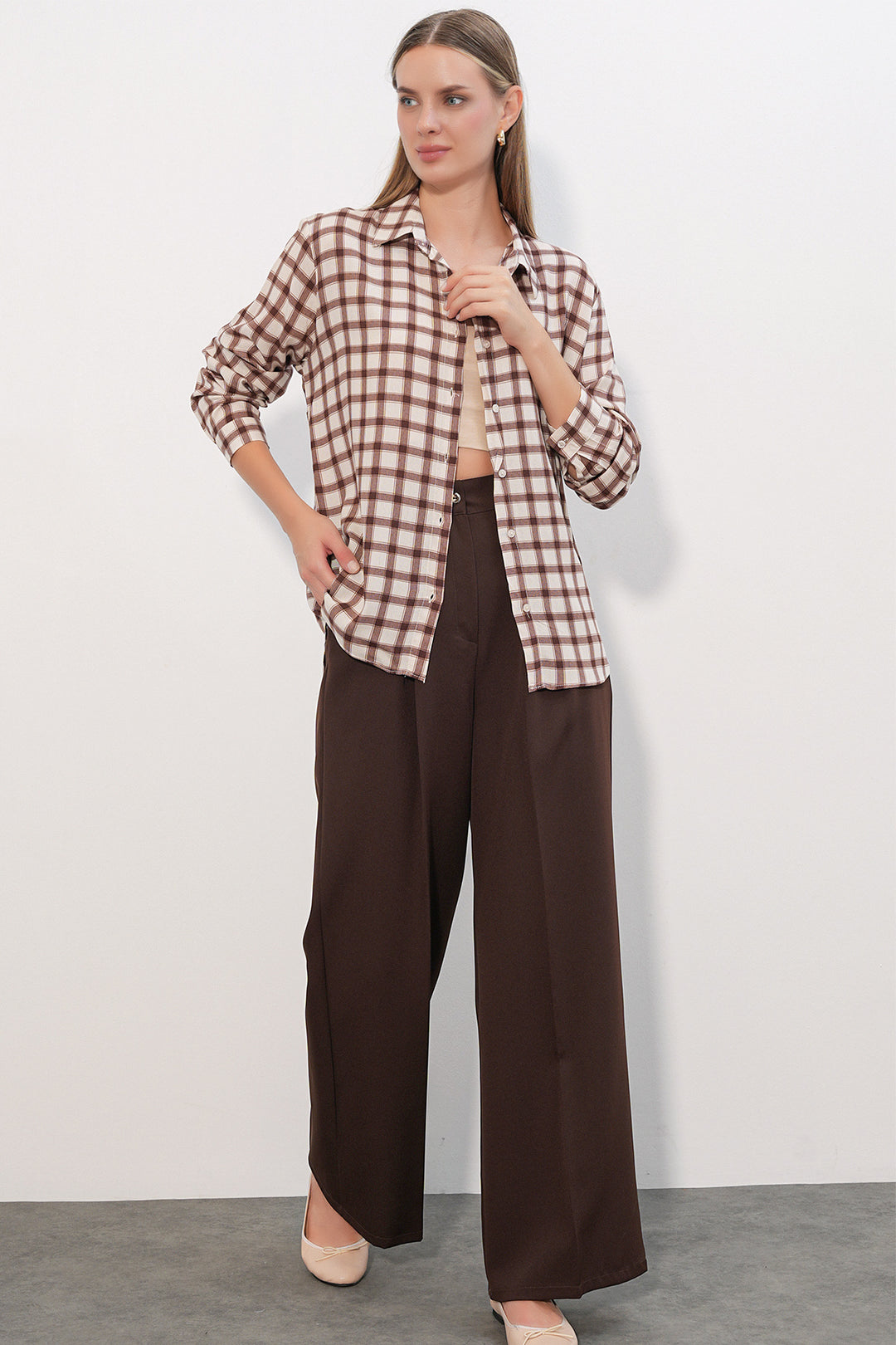 Bigdart Chemise à motif écossais 3721 - b.Marron