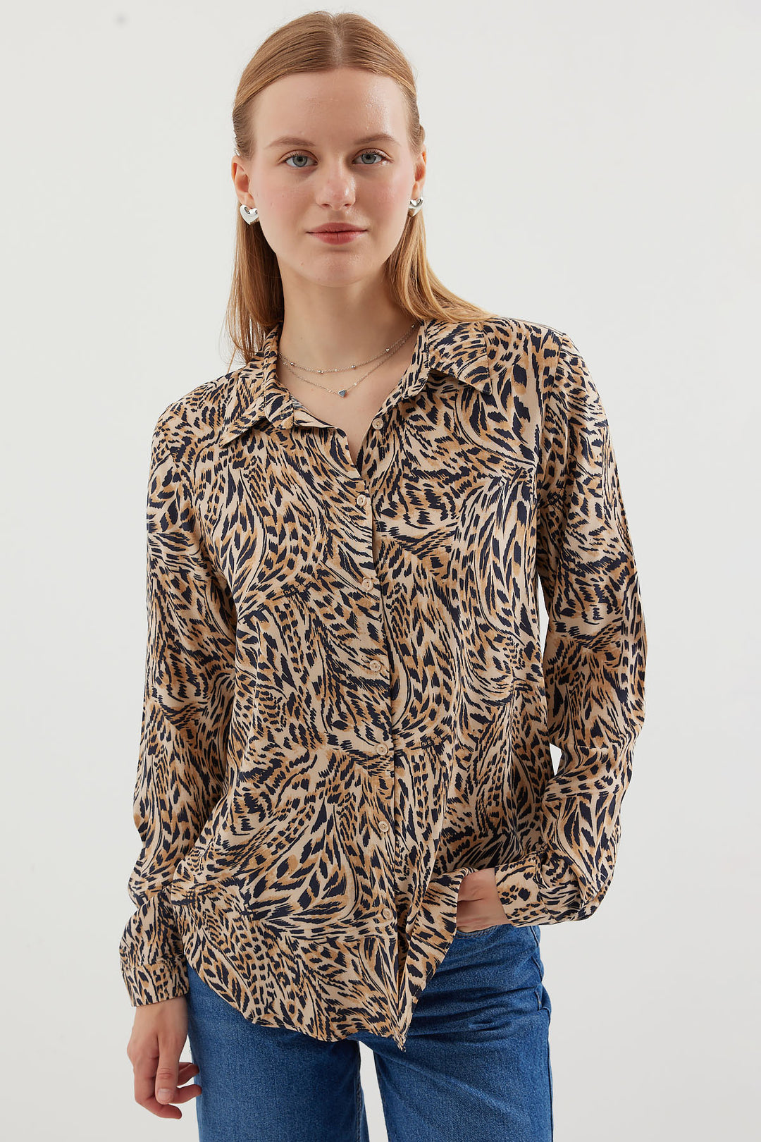 Bigdart 3721 Chemise à motif graphique - Beige clair