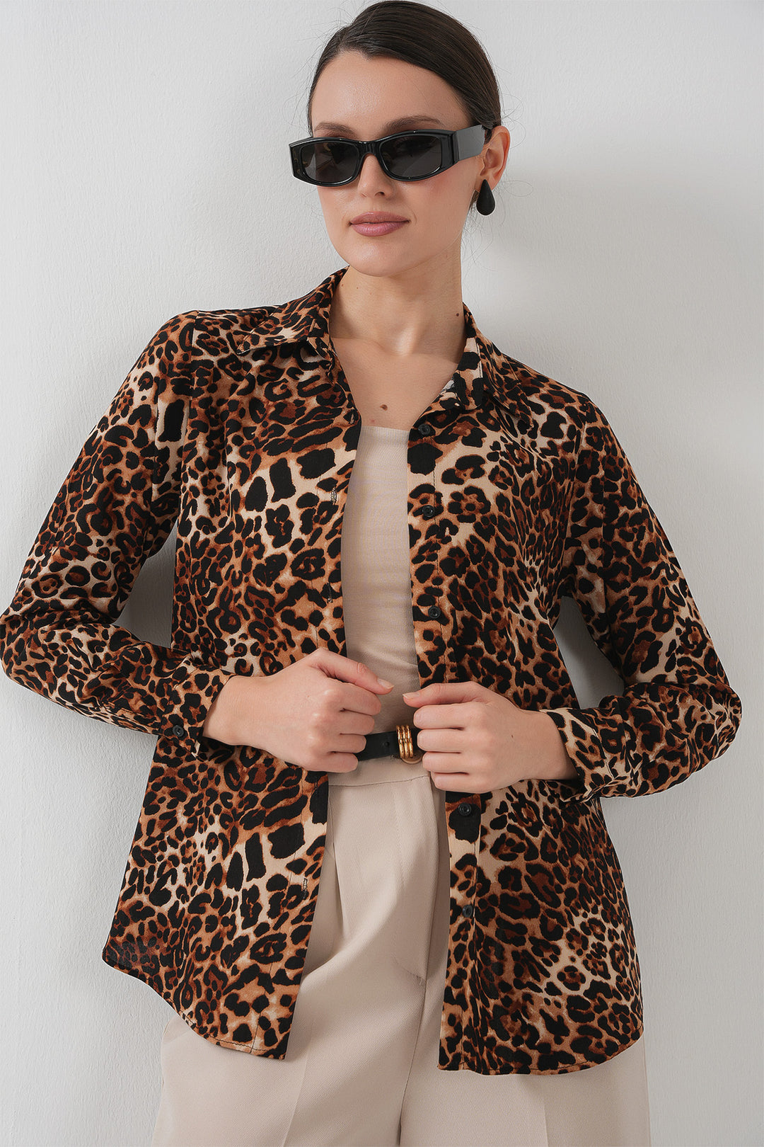 Bigdart Chemise à motif graphique - Marron clair