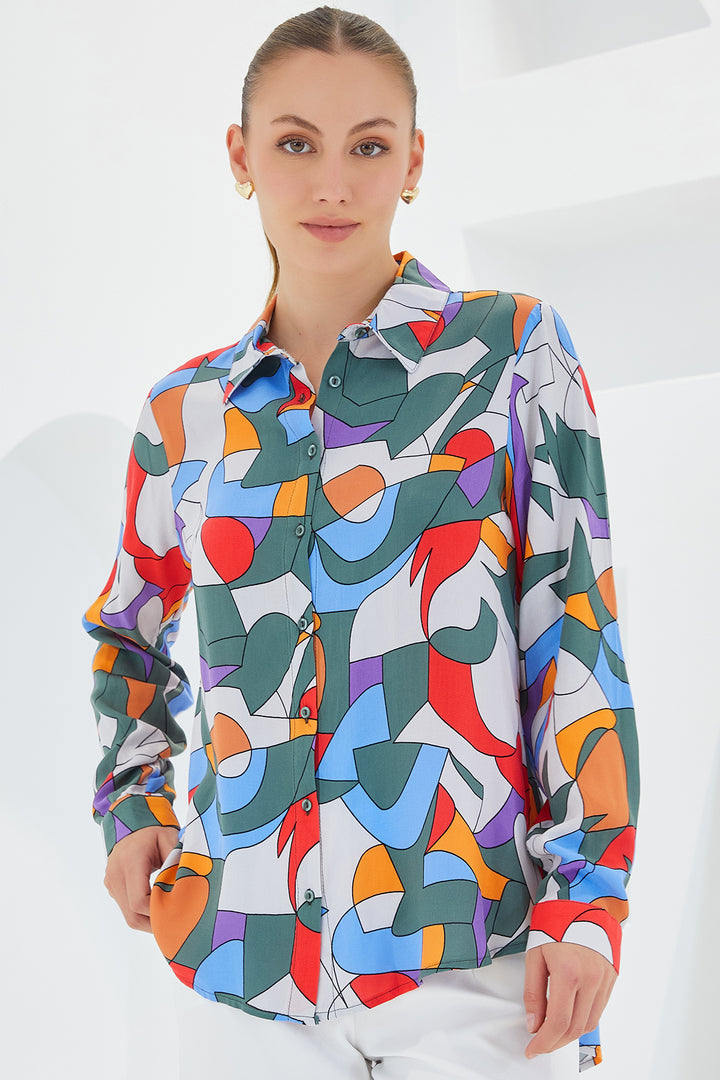 Bigdart 3721 Chemise à motifs graphiques - E.Haki