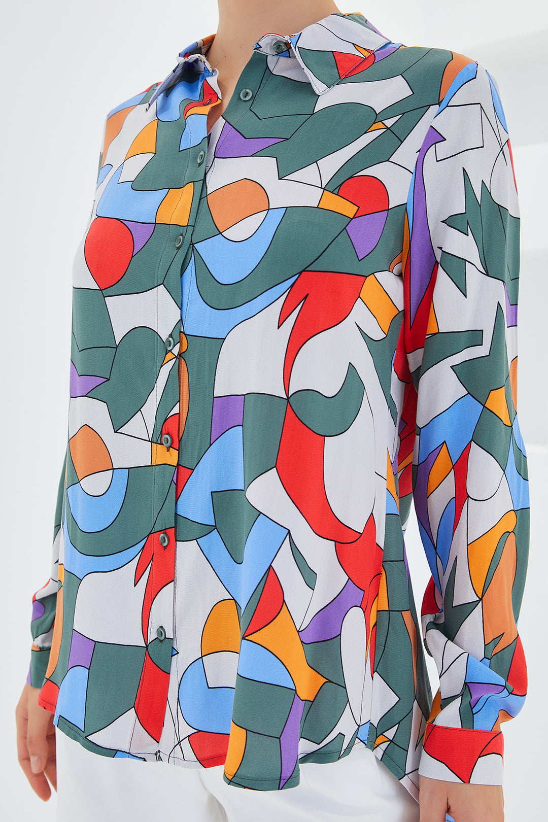Bigdart 3721 Chemise à motifs graphiques - E.Haki