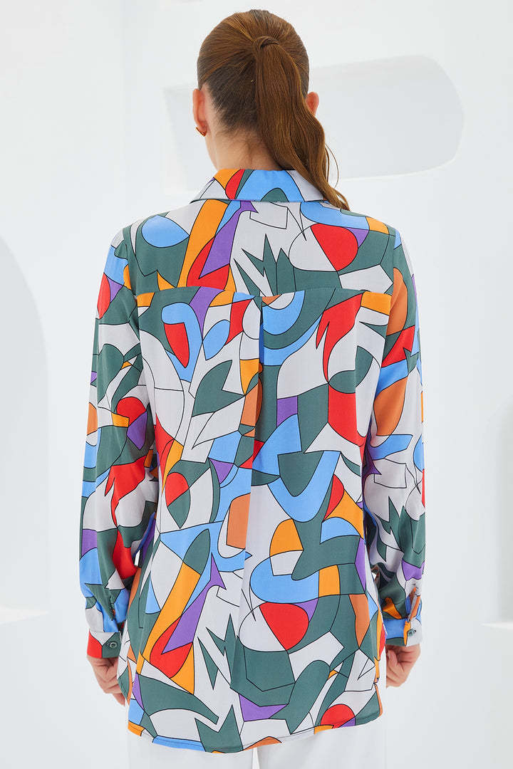 Bigdart 3721 Chemise à motifs graphiques - E.Haki