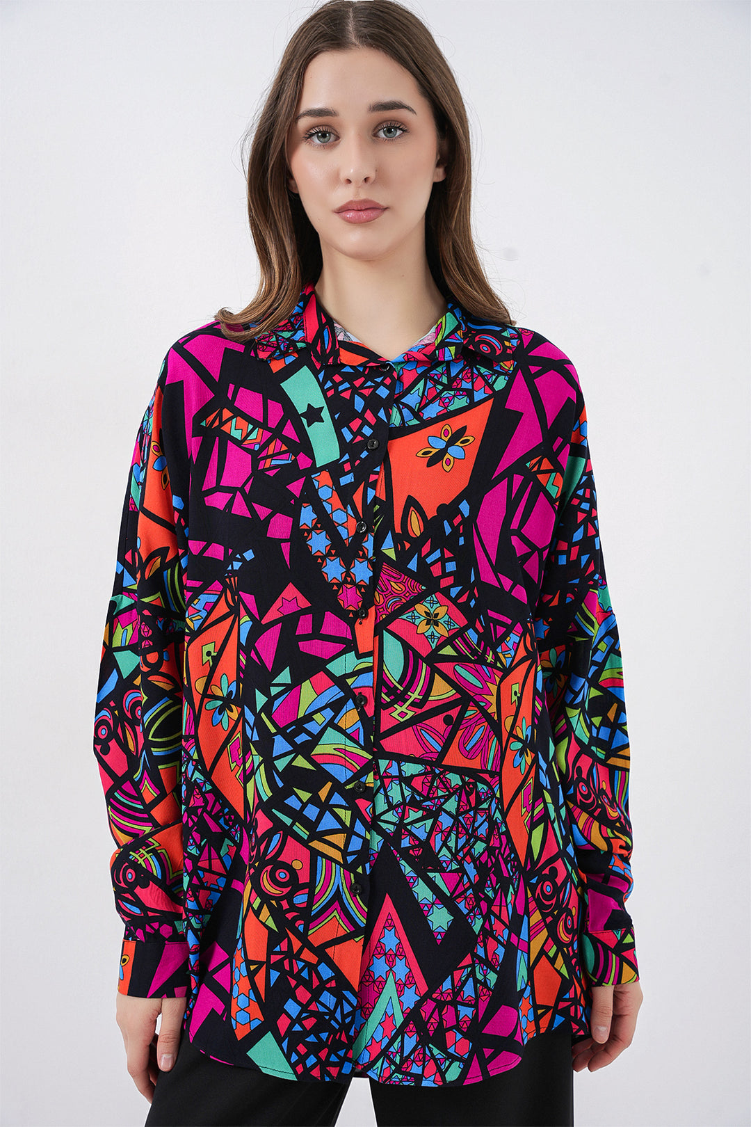 Bigdart 3721 Chemise à motif graphique - Fuchsia