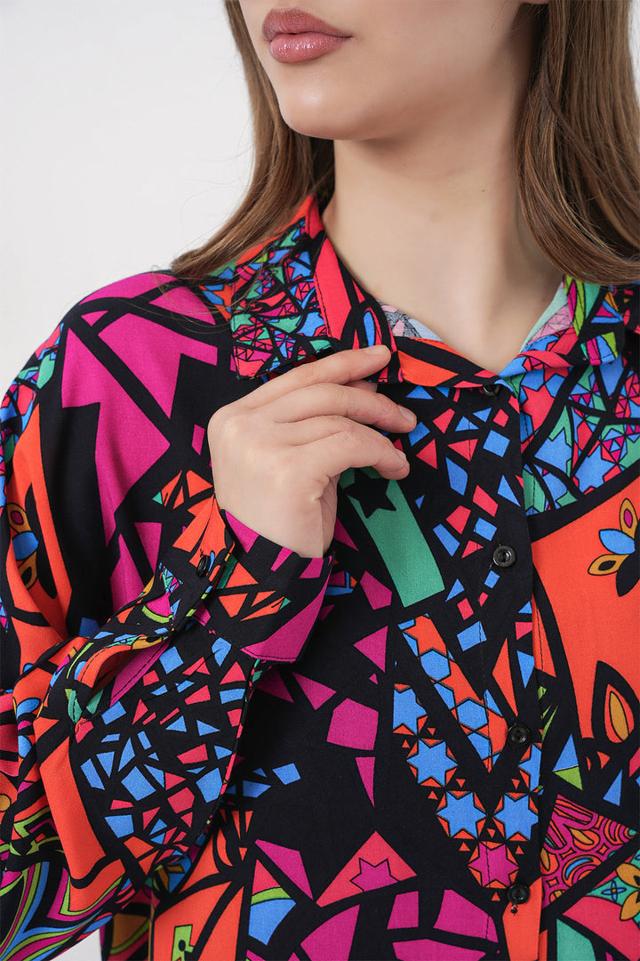 Bigdart 3721 Chemise à motif graphique - Fuchsia