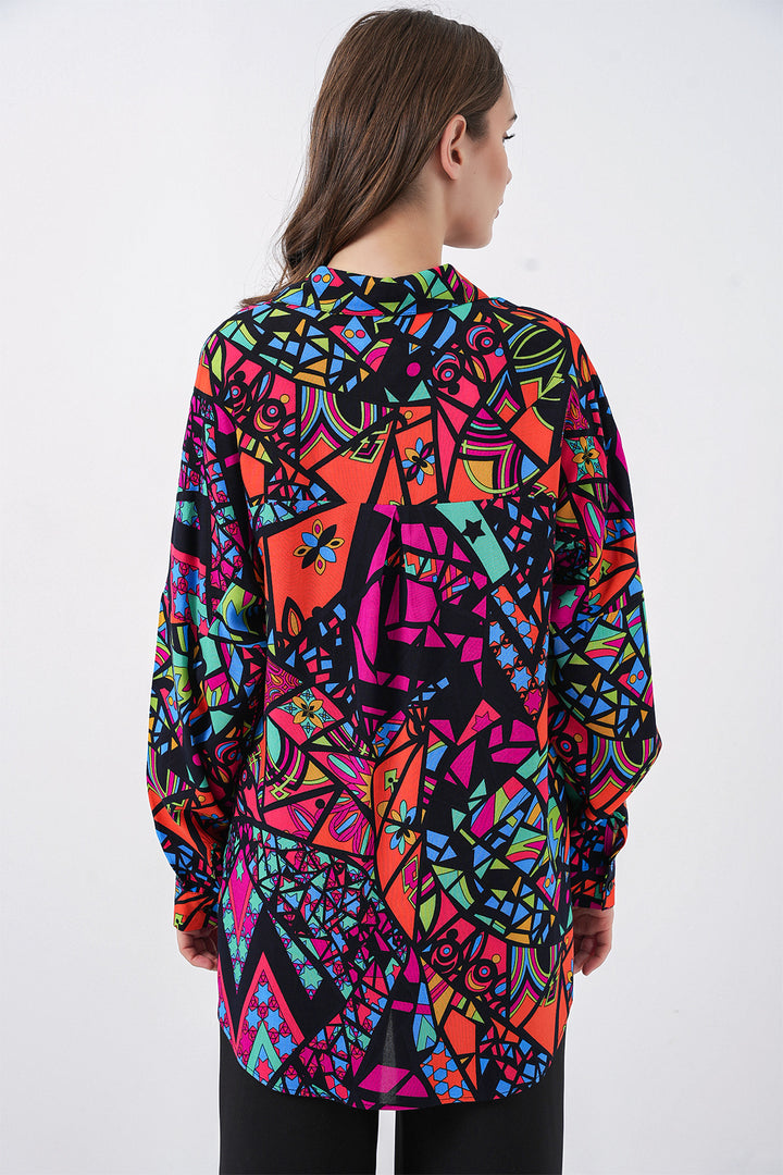 Bigdart 3721 Chemise à motif graphique - Fuchsia