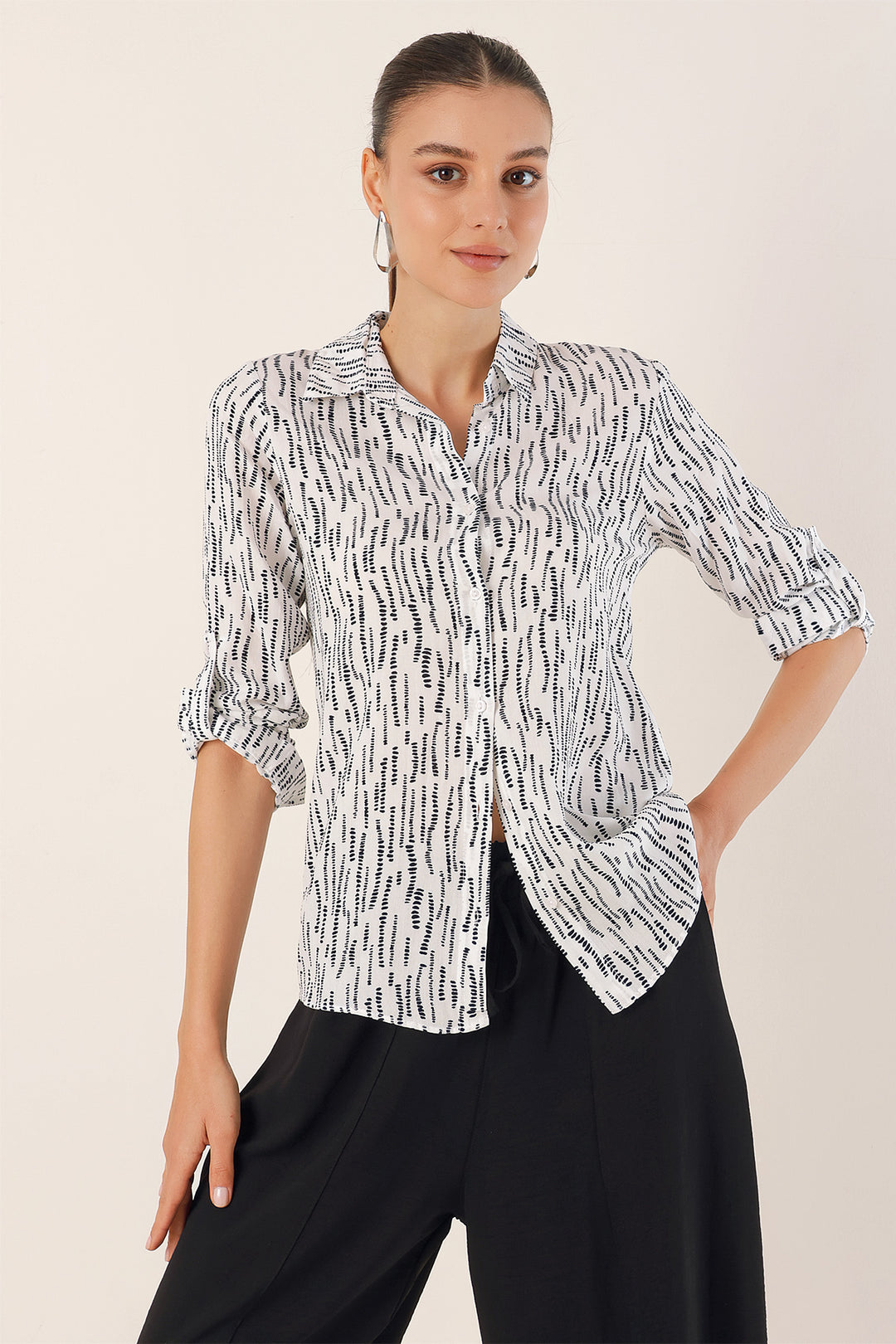 Bigdart Chemise à motif graphique 3721 - Blanc cassé