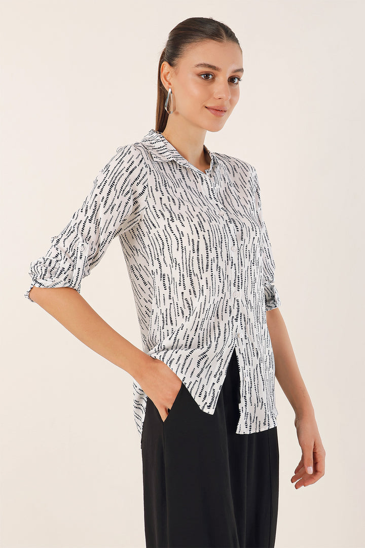 Bigdart Chemise à motif graphique 3721 - Blanc cassé