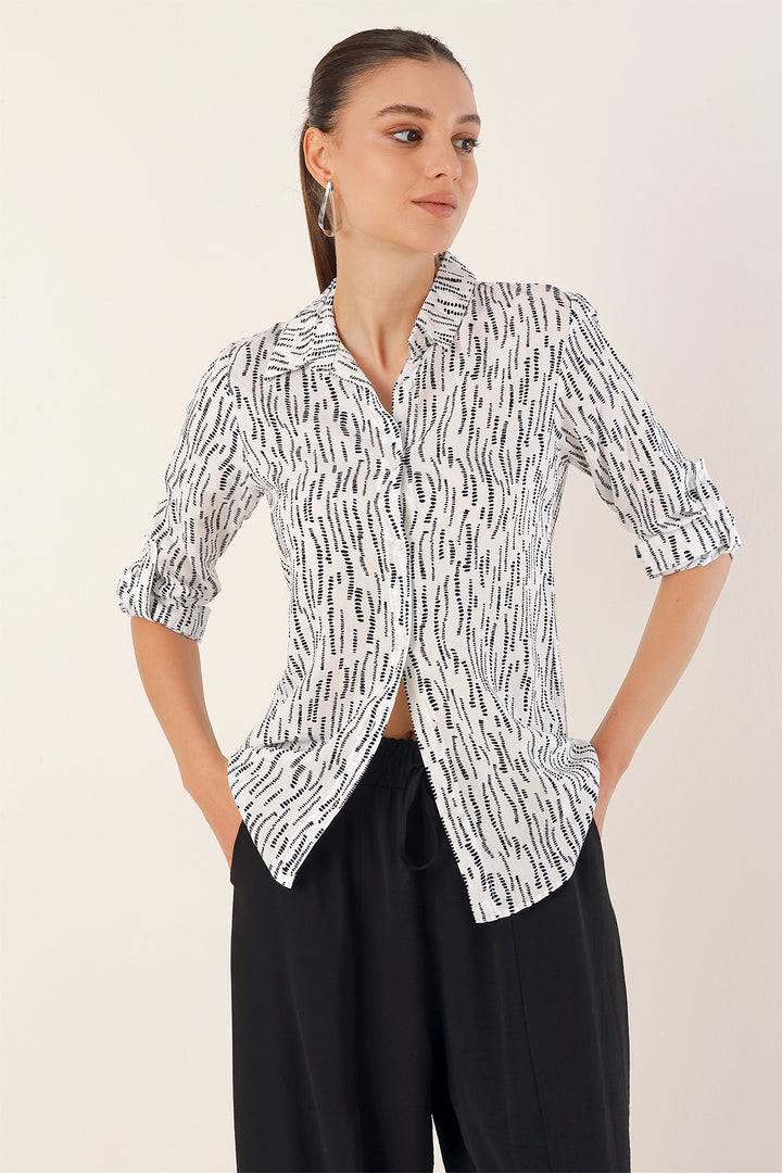 Bigdart Chemise à motif graphique 3721 - Blanc cassé