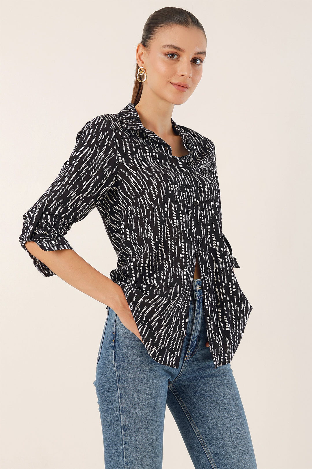 Bigdart Chemise à motif graphique 3721 - Noir moyen