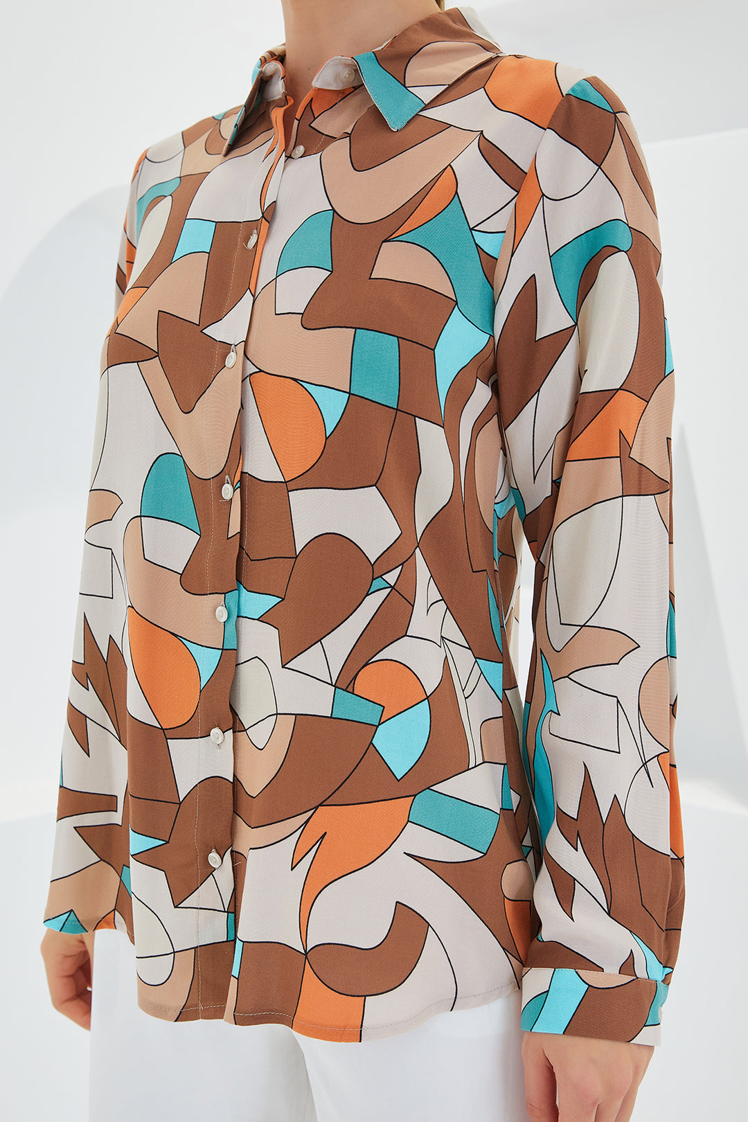 Bigdart Chemise à motifs graphiques 3721 - Crème Marron
