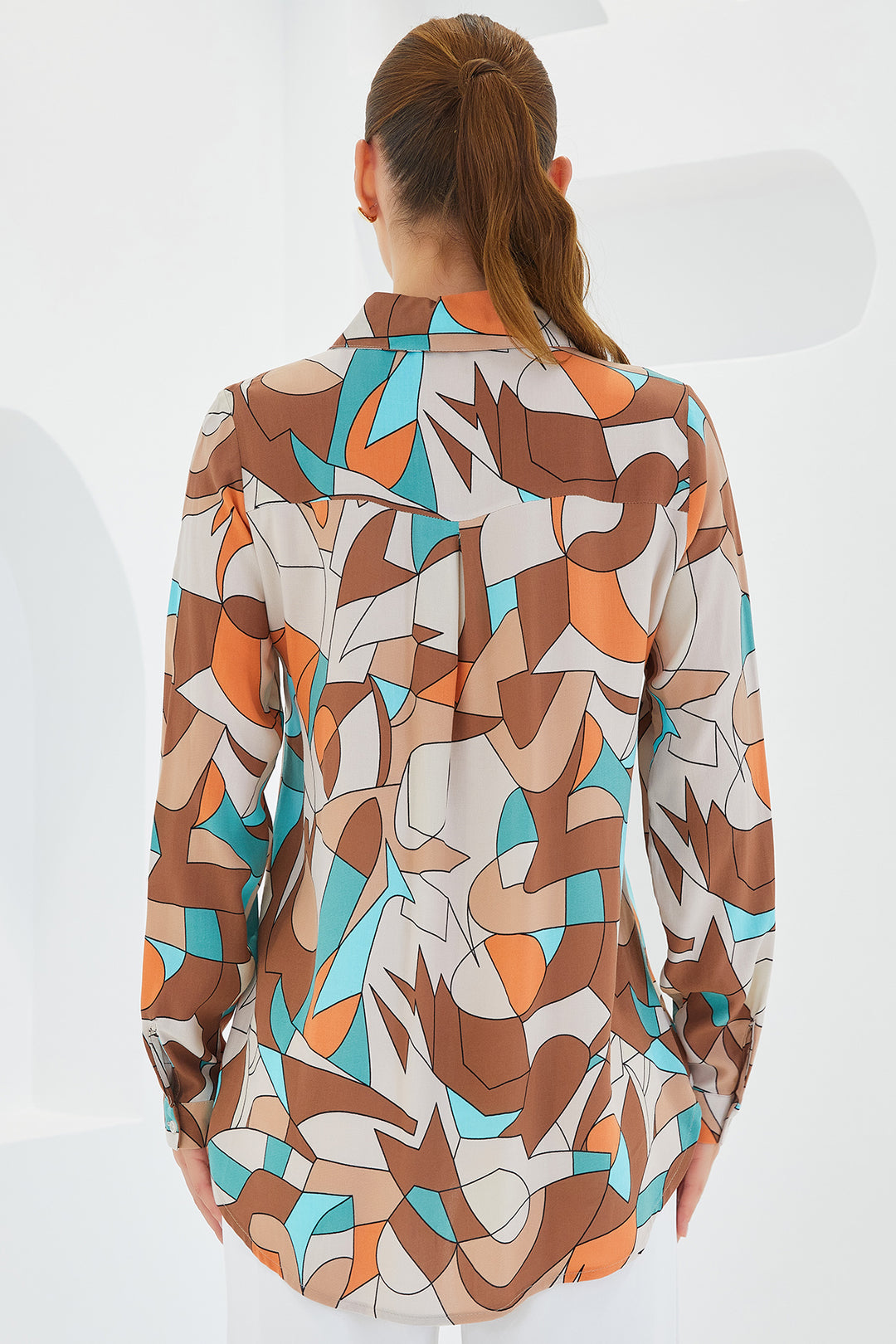 Bigdart Chemise à motifs graphiques 3721 - Crème Marron