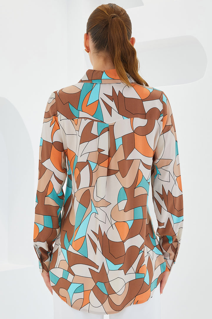 Bigdart Chemise à motifs graphiques 3721 - Crème Marron