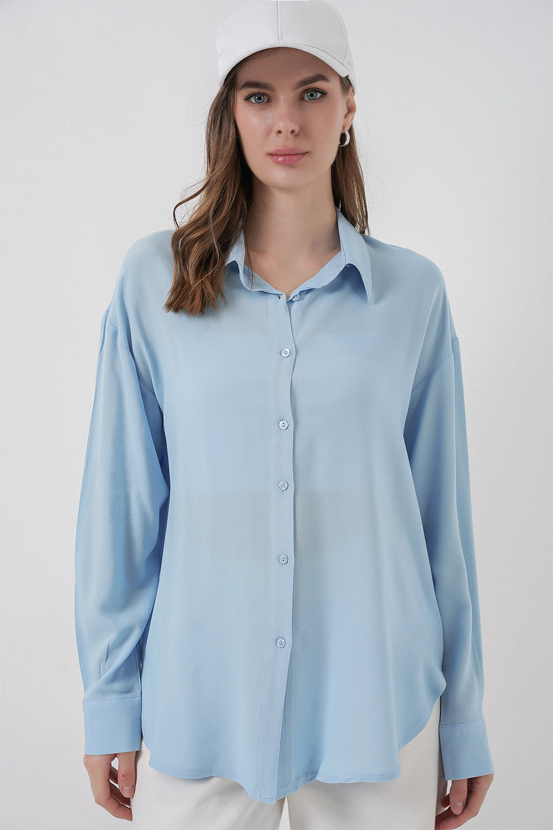 Bigdart Chemise en viscose oversize pour femme 3785 - Bleu clair