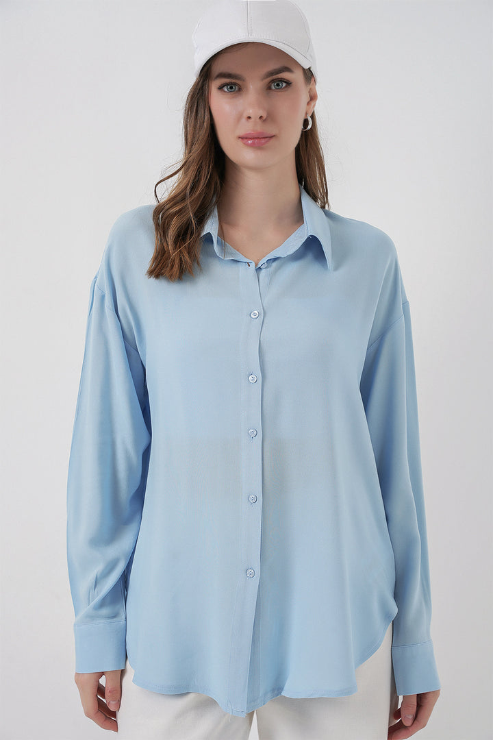Bigdart Chemise en viscose oversize pour femme 3785 - Bleu clair