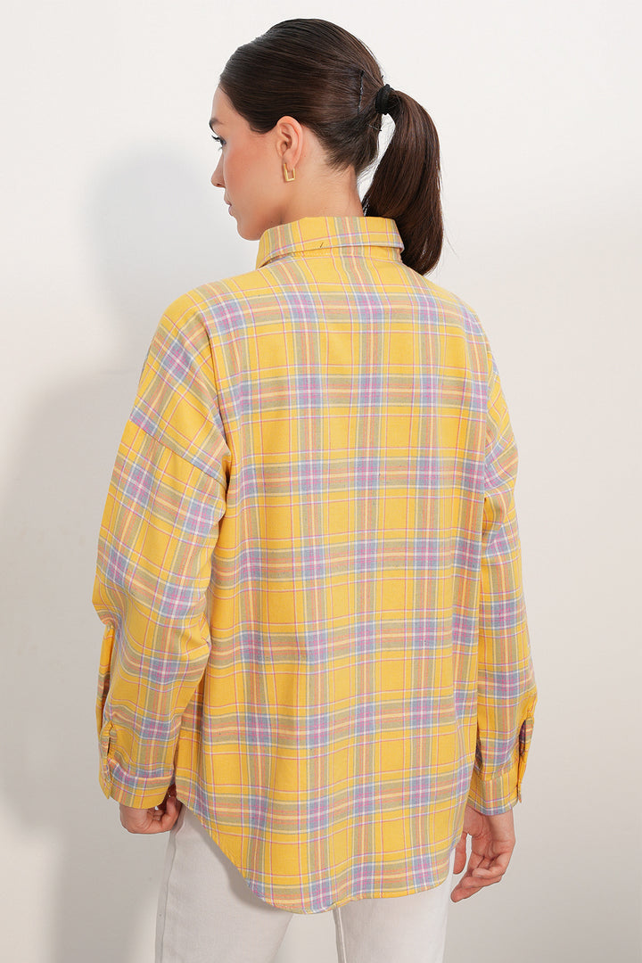 Bigdart Chemise à carreaux à double poche 3854 - Moutarde