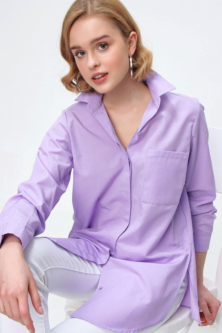 Bigdart Chemise oversize avec poches 3879 - Lilas