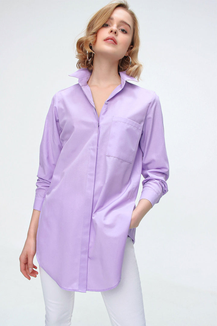 Bigdart Chemise oversize avec poches 3879 - Lilas