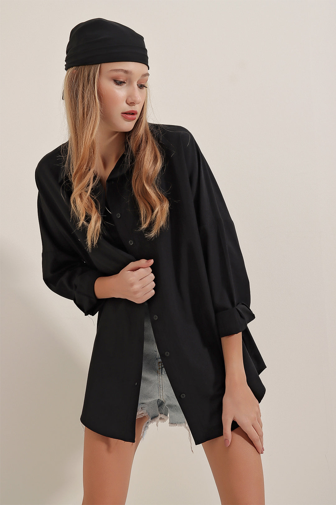 Bigdart Chemise Femme Oversize Longue Basique Noire 3900 - Noir
