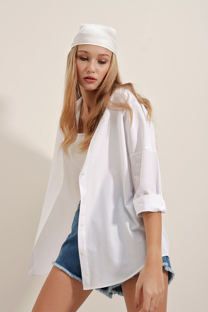 Bigdart Femme Chemise Basique Longue Oversize Blanche 3900 - Blanc