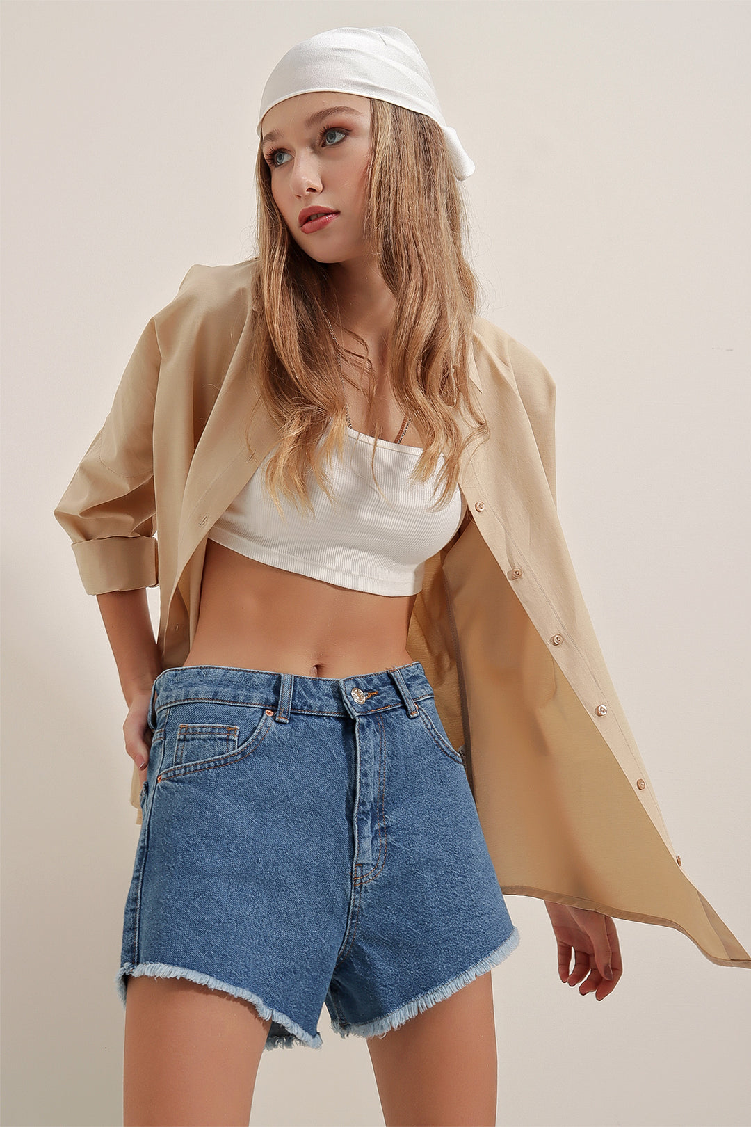 Bigdart Oversized Long Basic Shirt 3900 - Beige