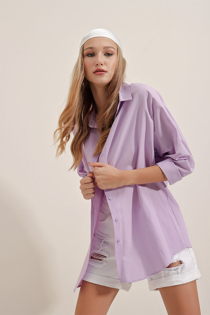 Bigdart Chemise basique oversize longue 3900 - Lilas