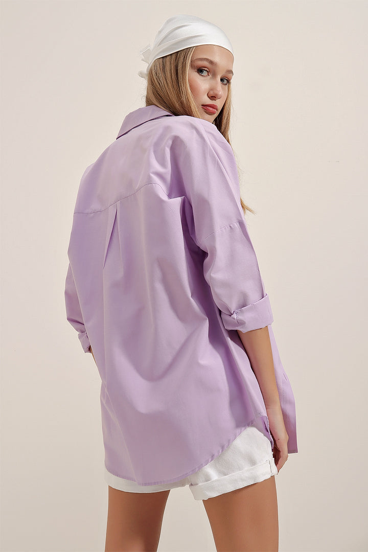 Bigdart Chemise basique oversize longue 3900 - Lilas