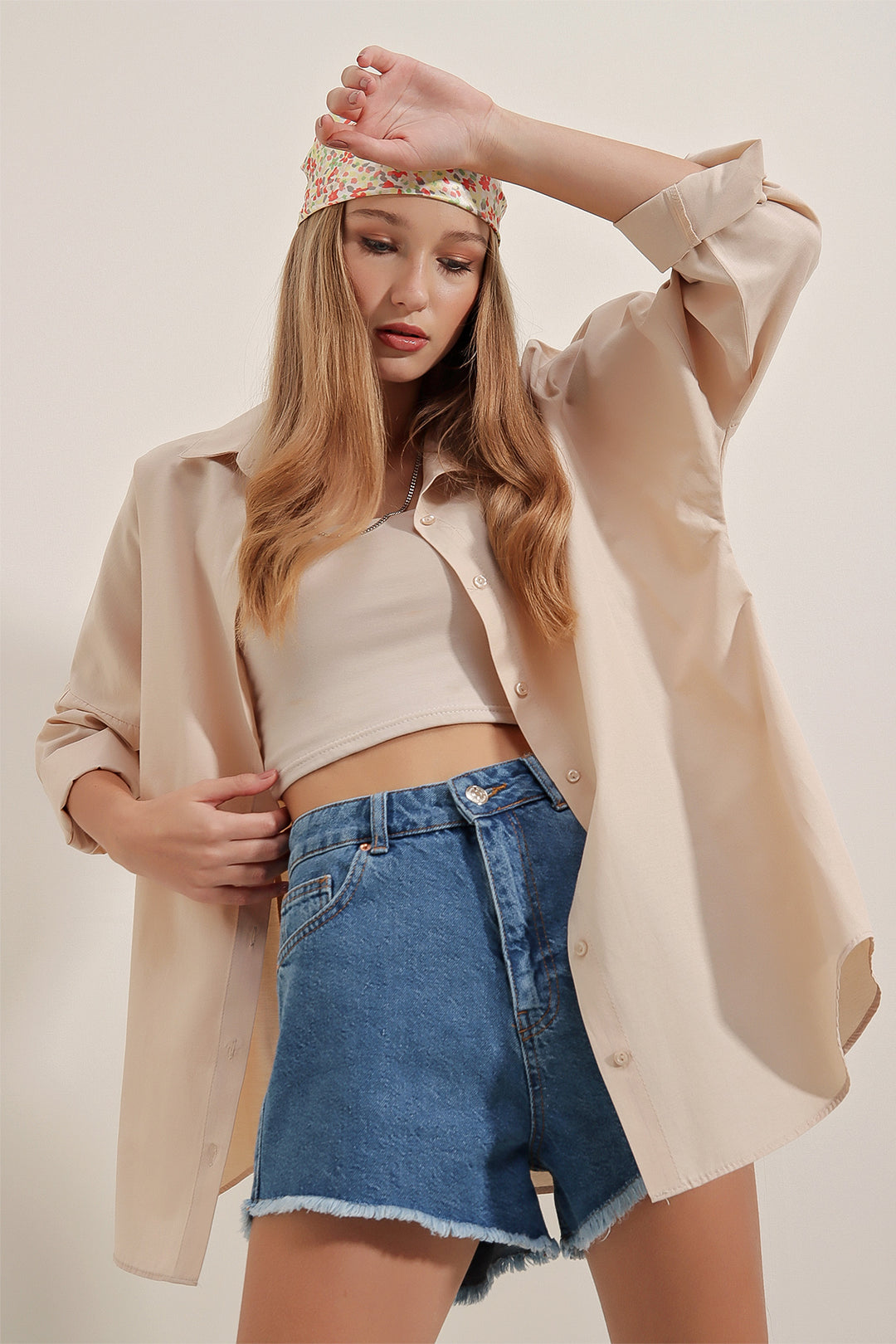 Bigdart 3900 Chemise de base oversize longue - Crème