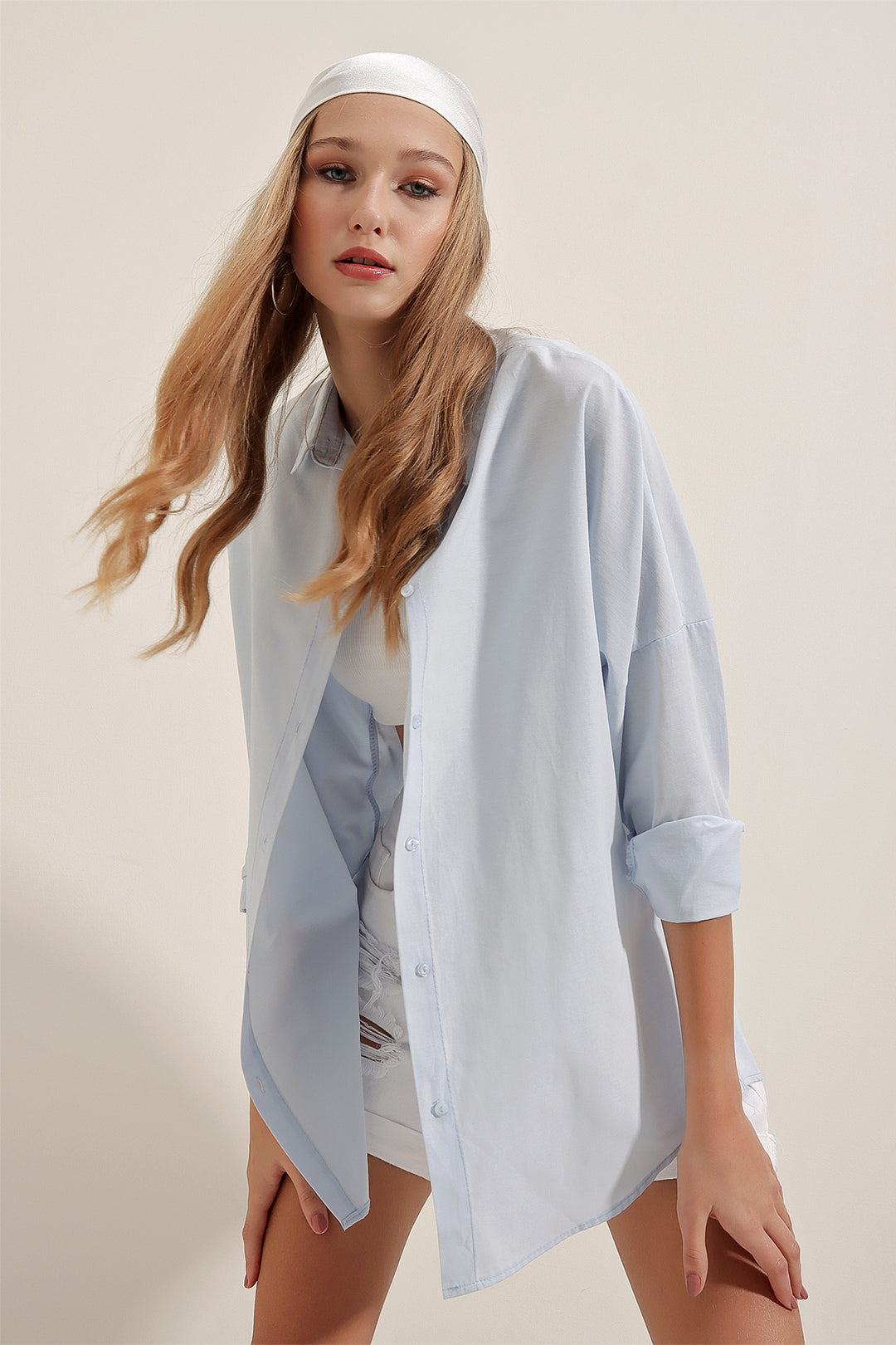 Bigdart 3900 Chemise Longue Basique Oversize - Bleu clair