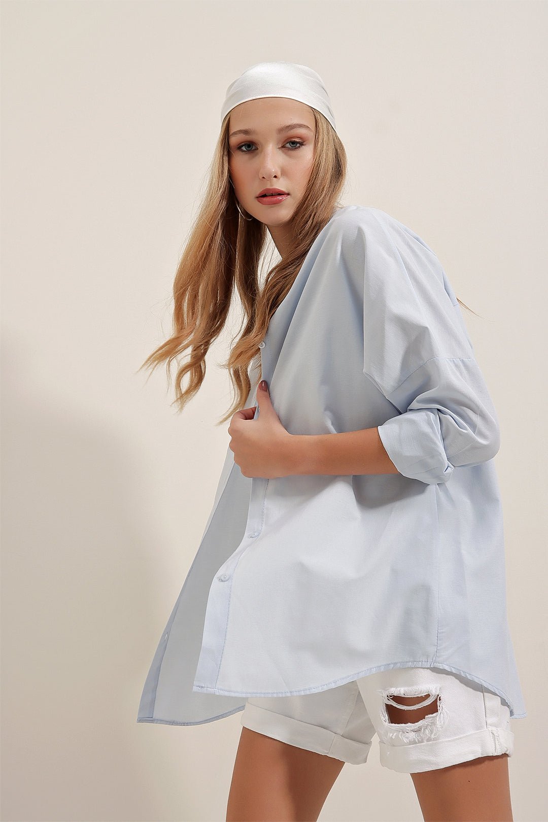 Bigdart 3900 Chemise Longue Basique Oversize - Bleu clair