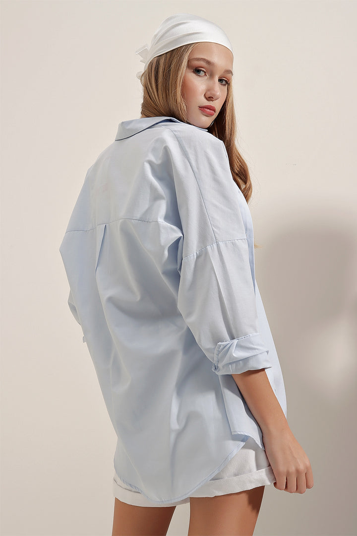 Bigdart 3900 Chemise Longue Basique Oversize - Bleu clair