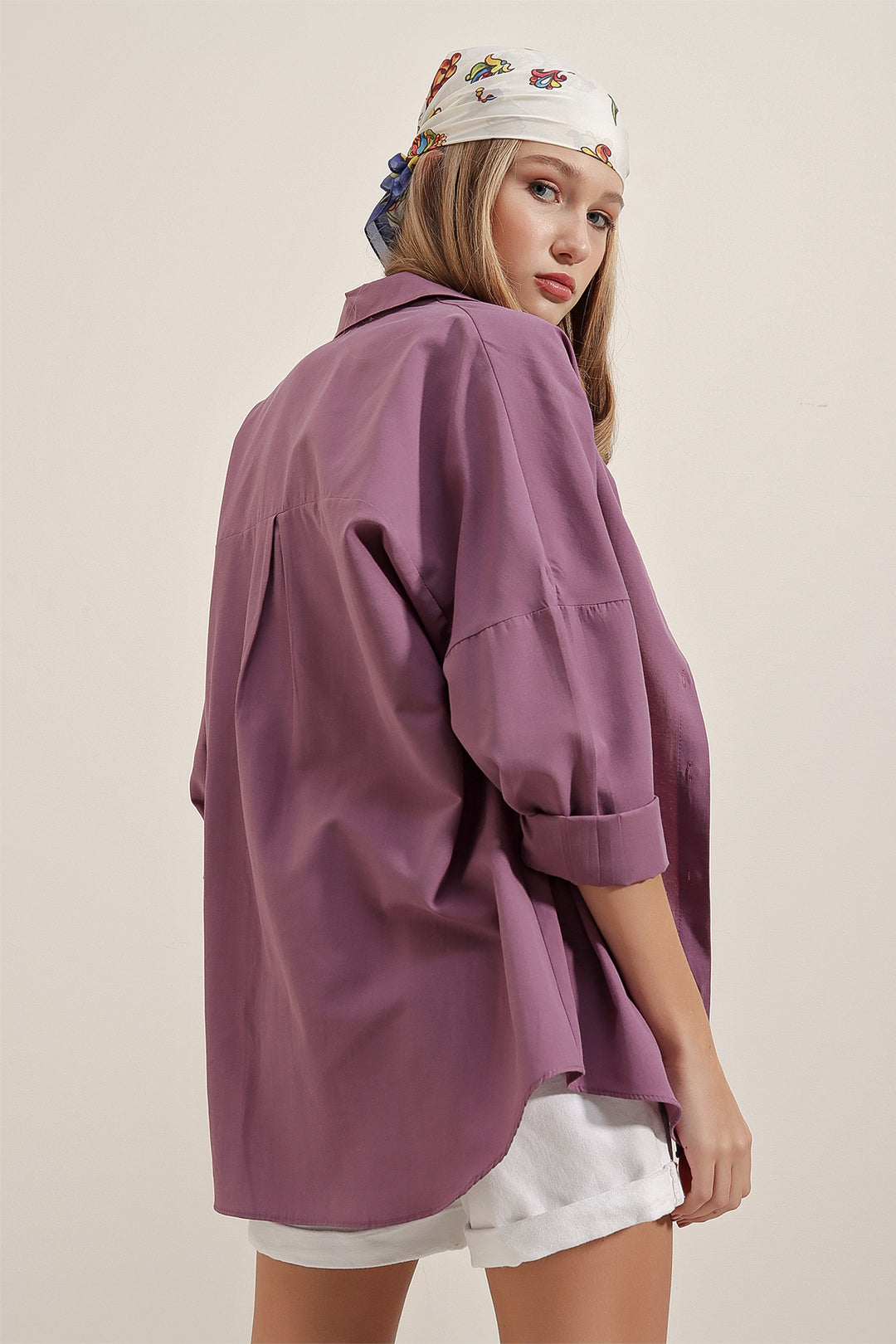 Bigdart 3900 Chemise Longue Basique Oversize - Violet foncé