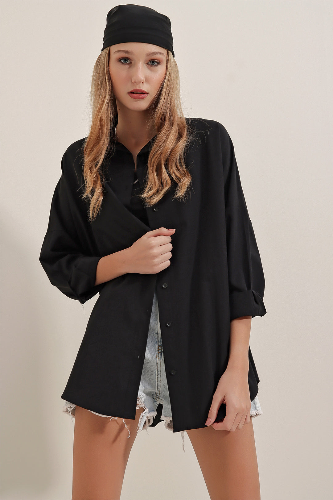 Bigdart Chemise Femme Oversize Longue Basique Noire 3900 - Noir
