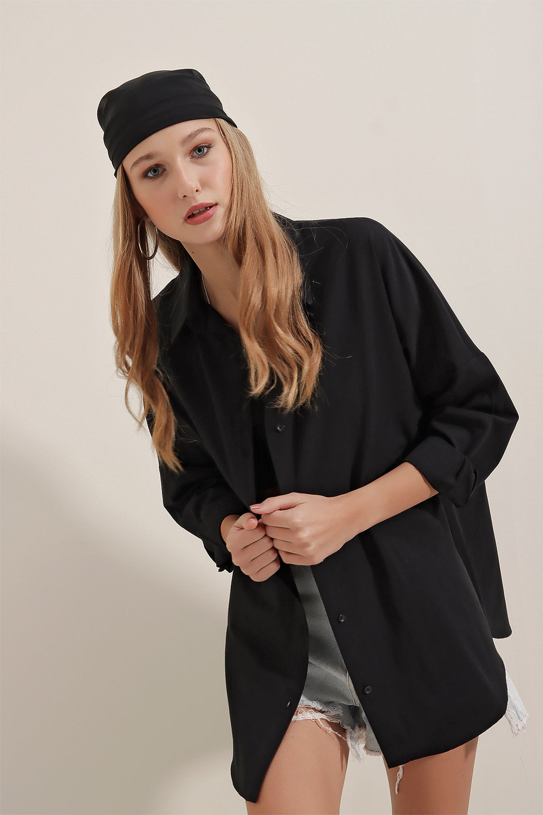 Bigdart Chemise basique longue oversize noire pour femme 3900 - si̇yah