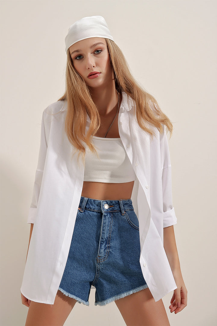 Bigdart Femme Chemise Basique Longue Oversize Blanche 3900 - Blanc