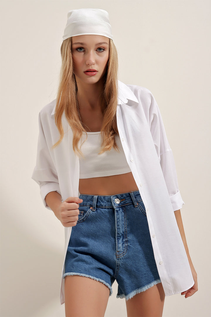 Bigdart Femme Chemise Basique Longue Oversize Blanche 3900 - Blanc