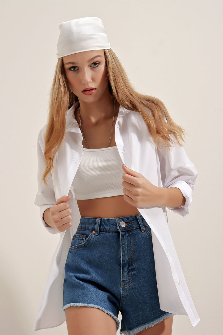 Bigdart Femme Chemise Basique Longue Oversize Blanche 3900 - Blanc