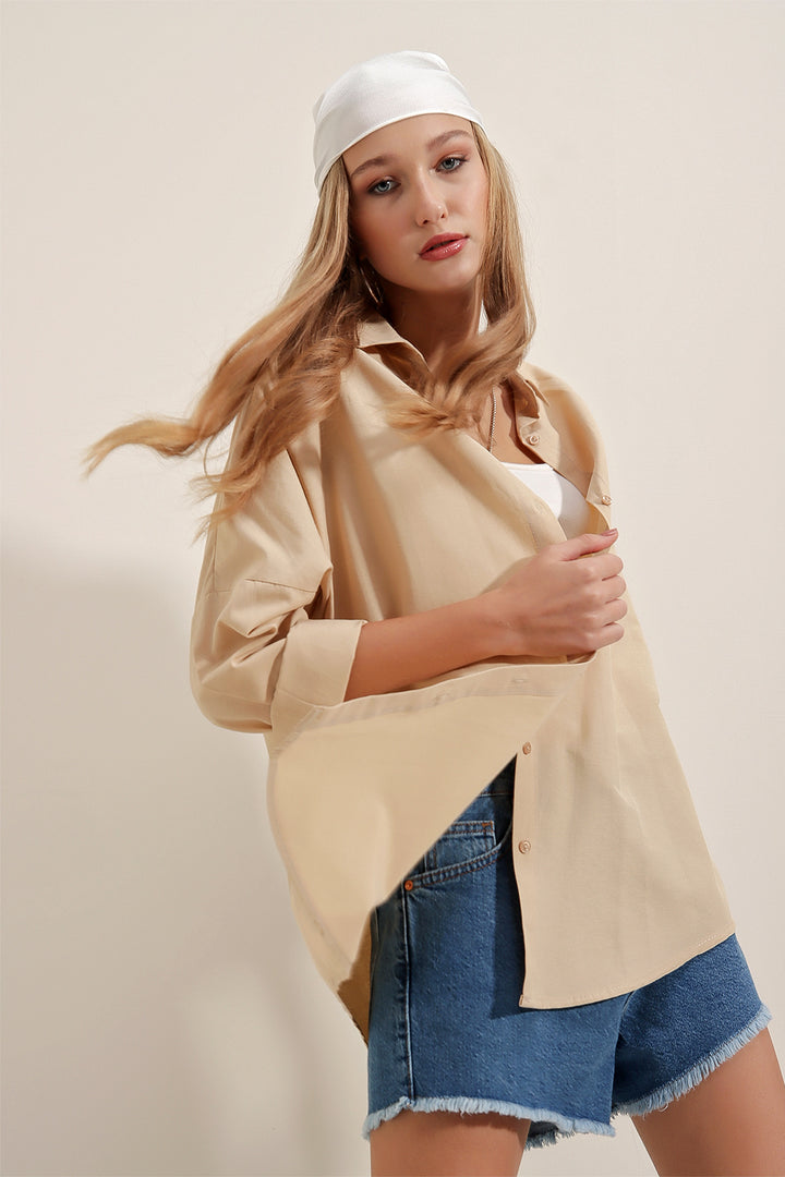 Bigdart Oversized Long Basic Shirt 3900 - Beige