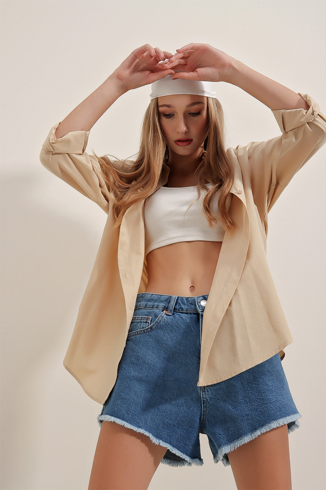 Bigdart Oversized Long Basic Shirt 3900 - Beige