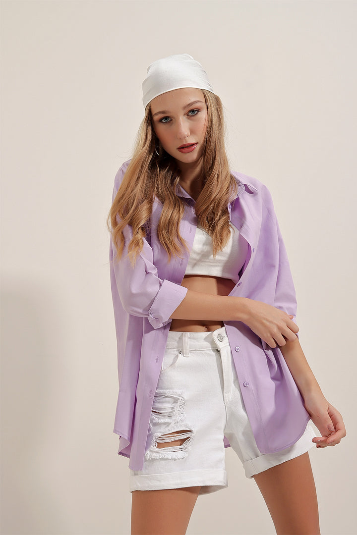 Bigdart Chemise basique oversize longue 3900 - Lilas