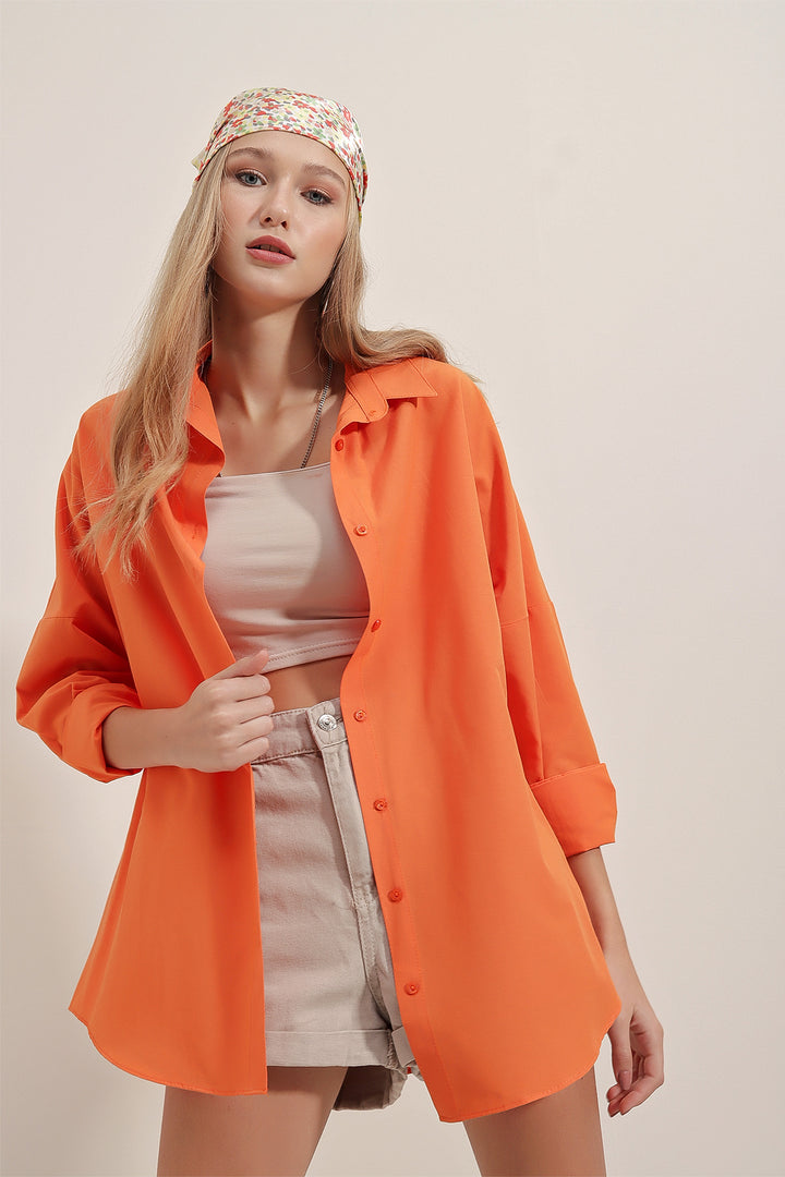 Bigdart Chemise basique longue oversize 3900 - Orange