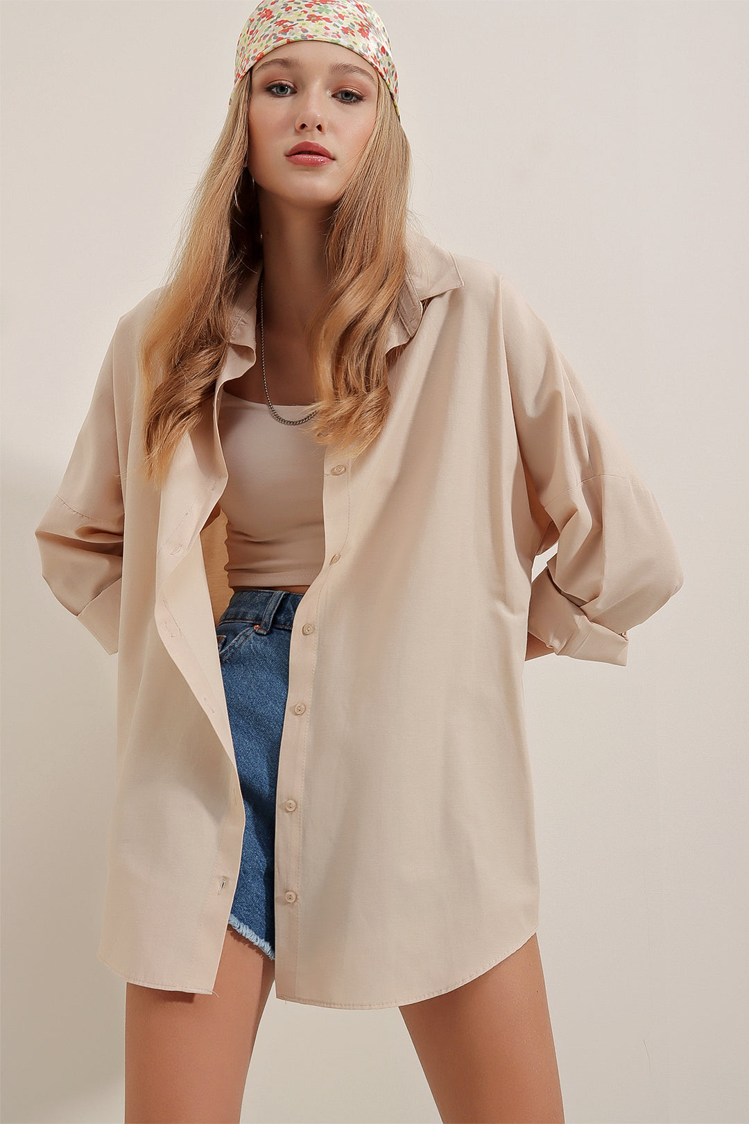 Bigdart 3900 Chemise de base oversize longue - Crème